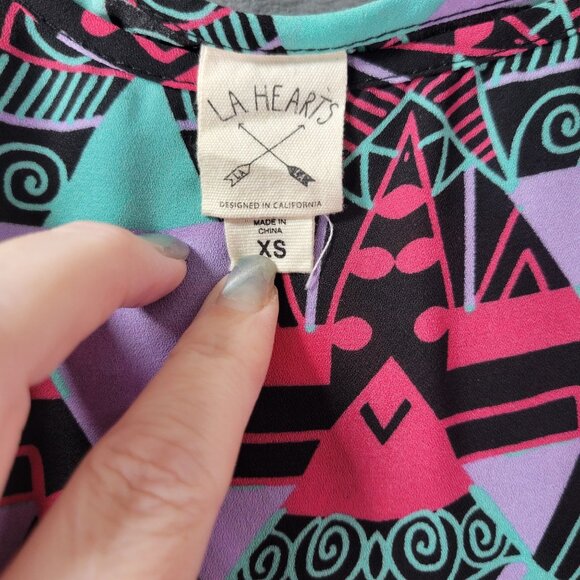 LA Hearts Womens XS Cami Tank Top Aztec Geometric Festival Sleeveless Multicolor - Picture 2 of 10